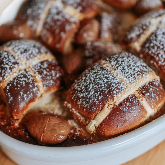 Hot Cross Bun Bread & Butter Pudding