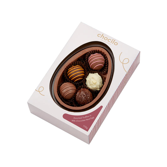 Chocilo Melbourne 110g Milk Chocolate Half Egg with Assorted Milk Chocolate Truffles