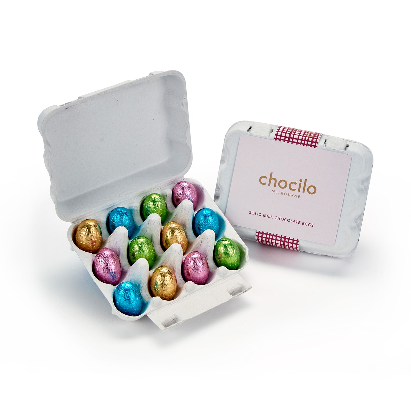 12 Pack Milk Chocolate Solid Mini Eggs in an Egg Carton