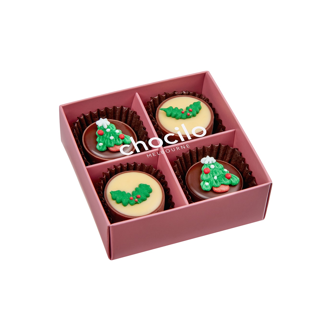 Chocilo Melbourne 50g 4 Pack Christmas Chocolate Assortment Gift Box