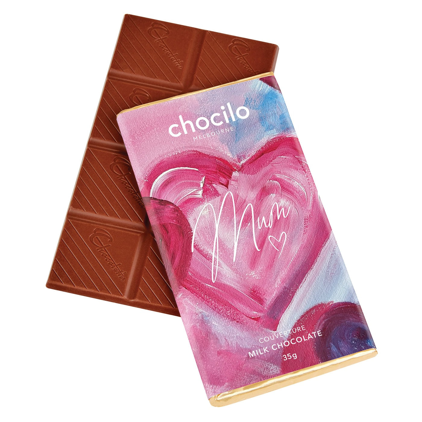 "Mum Painted Hearts" Milk Chocolate Block - 35g