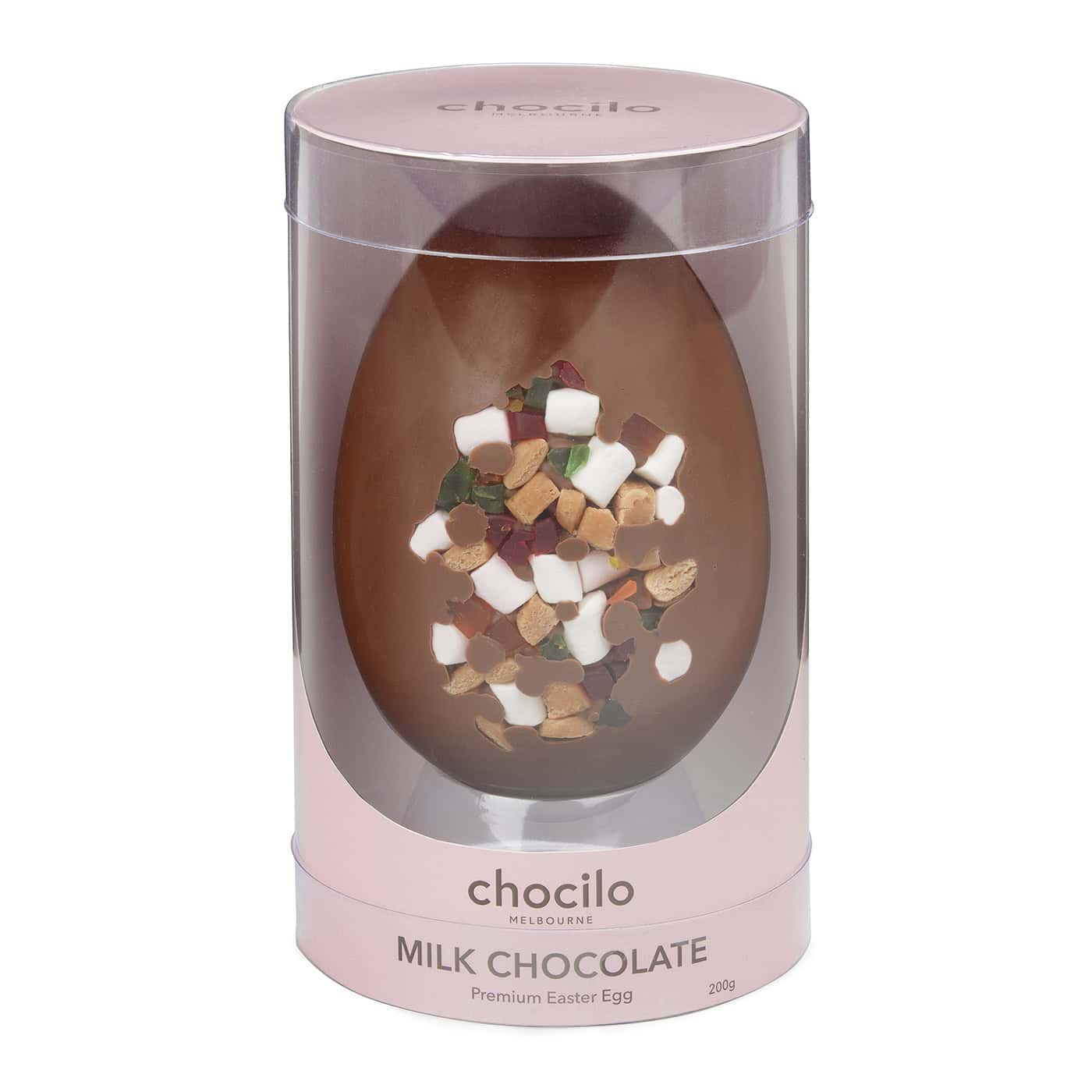 Rocky Road Milk Chocolate Egg in a gift cylinder.