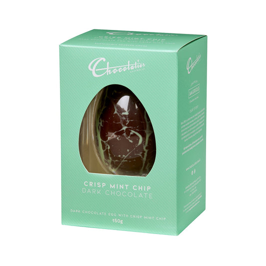 150g Chocolatier Australia Crisp Mint Chip Dark Chocolate Egg