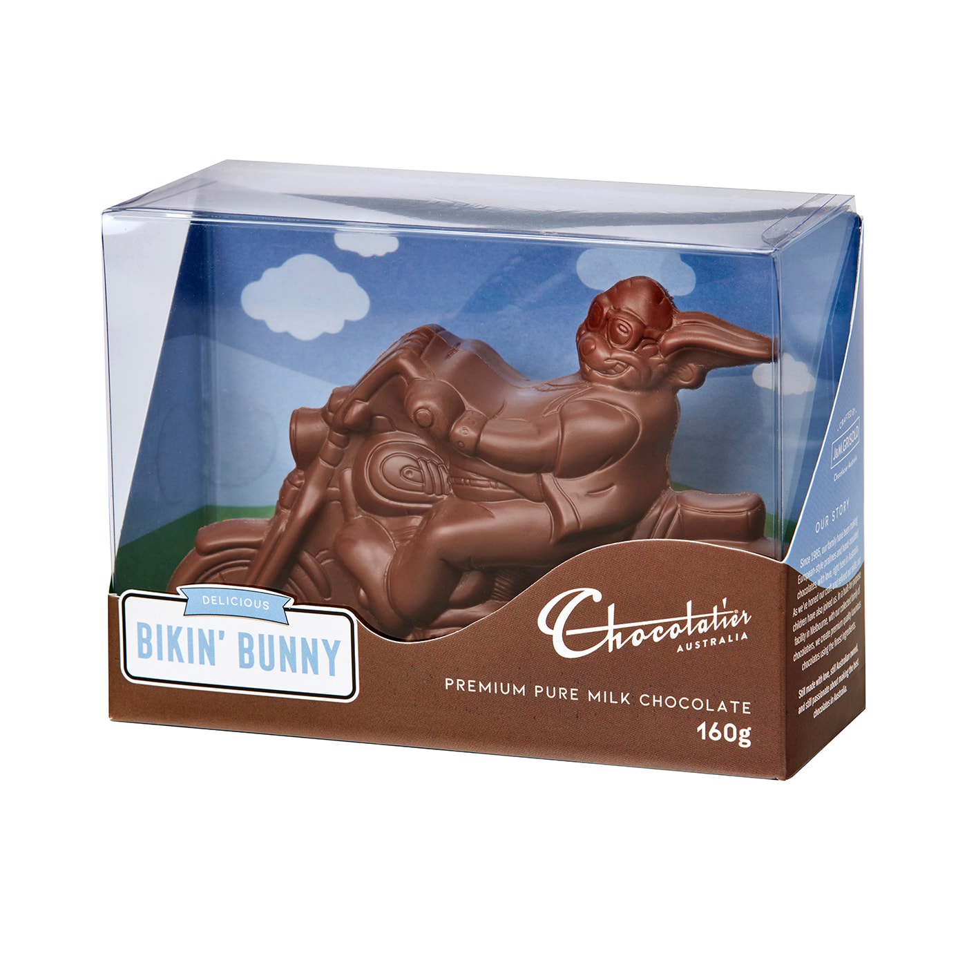 160g Chocolatier Australia Easter Bikin Bunny Chocolate Rabbit on Motorbike Milk Chocolate