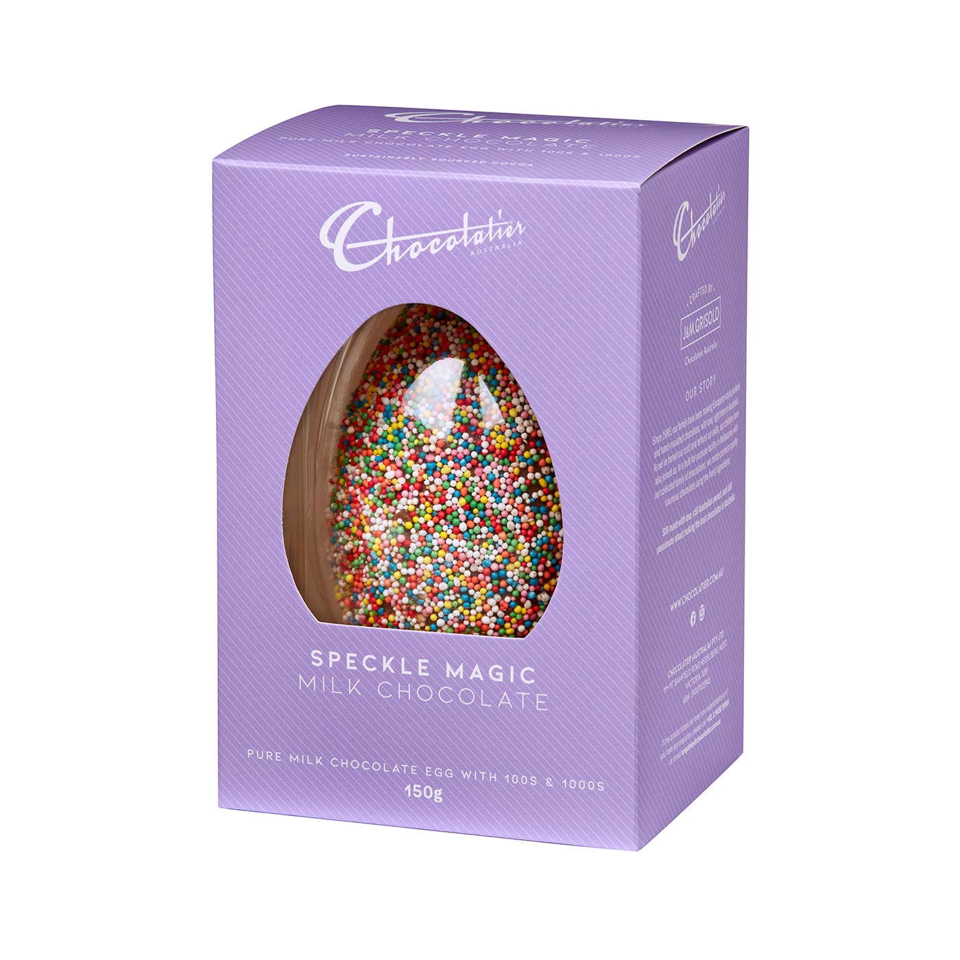 Chocolatier Australia Speckle Magic Milk Chocolate Egg 150g