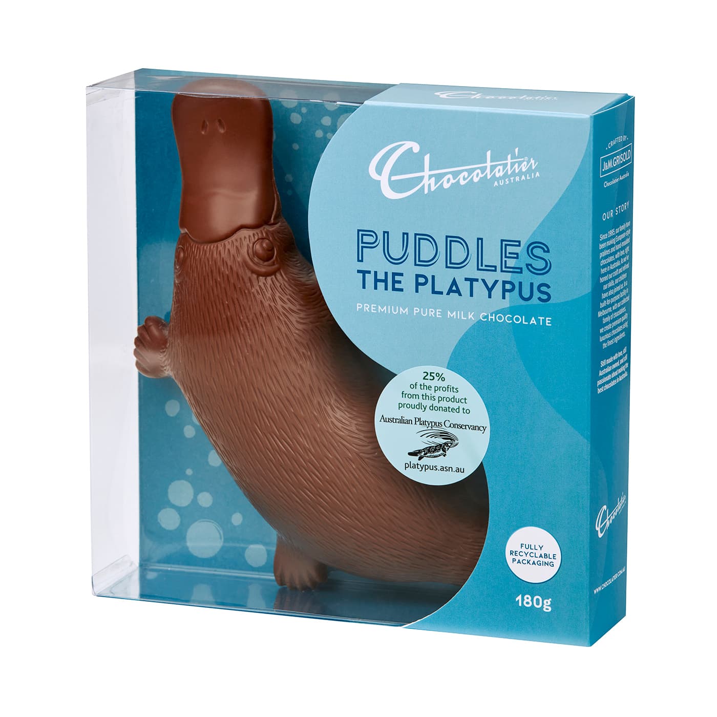 180g Chocolatier Australia Puddles the Platypus Milk Chocolate Gift Box