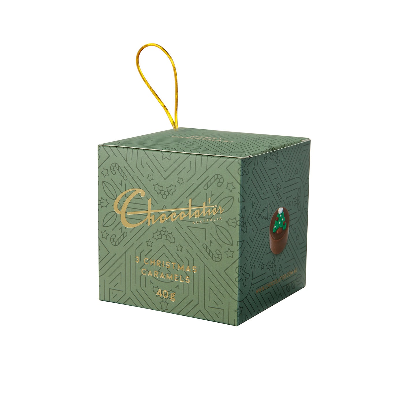 Chocolatier Australia Christmas Caramel Milk Chocolate Gift Cube - 40g