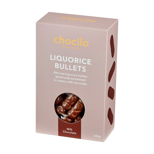 Milk Chocolate Coated Liquorice Bullets Gift Box 250g