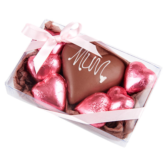 Chocilo Melbourne Couverture Chocolate Praline Filled Heart 6 milk chocolate foiled hearts Mother's Day
