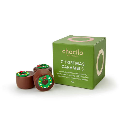 Chocilo Melbourne 3 Christmas Caramel Milk Chocolates Gift Cube