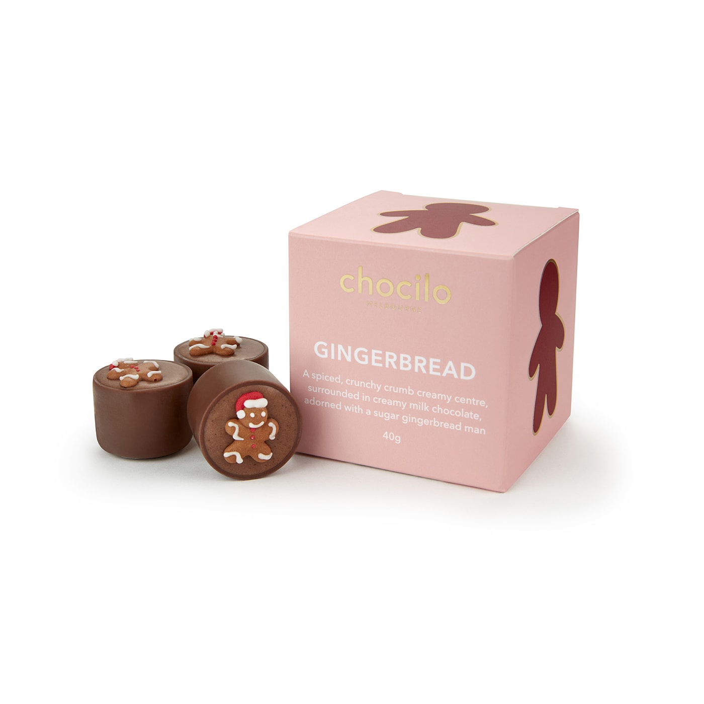 3 Christmas Gingerbread Milk Chocolates Gift Cube - 40g