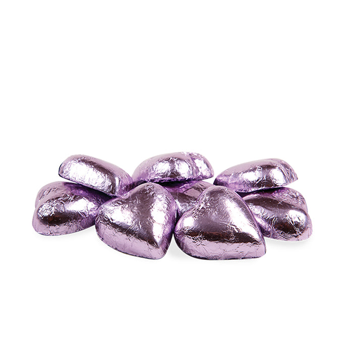 Chocolatier Australia Mauve Foiled Hearts in Milk Chocolate - 8g