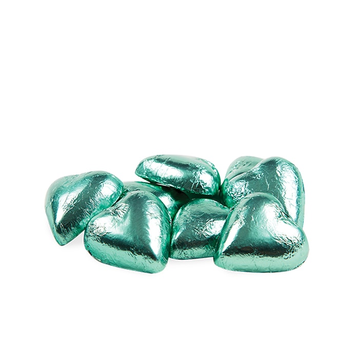 Chocolatier Australia Mint Green Foiled Hearts in Milk Chocolate - 8g