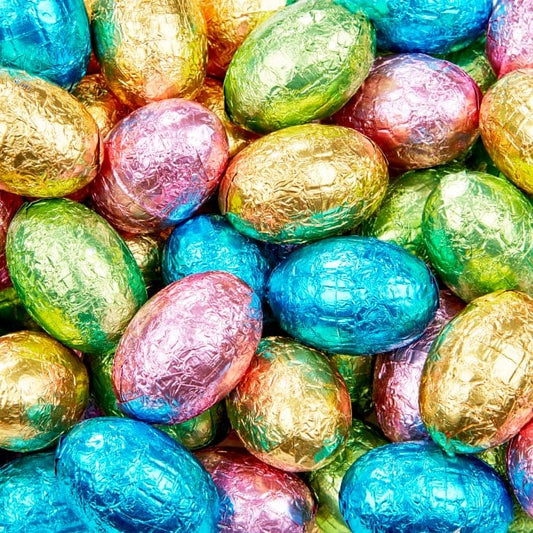 Chocilo Melbourne 7.5g Solid Milk Chocolate assorted colour foiled Easter eggs