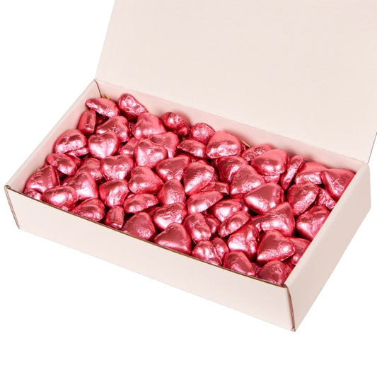 Sweet Love Quality Couverture Milk Chocolate Pink Foiled Hearts Gift Box Hamper