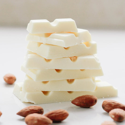 White chocolate stacked in a pile