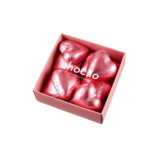 Chocilo Melbourne Couverture Milk Chocolate Pink Foiled Hearts Gift Box
