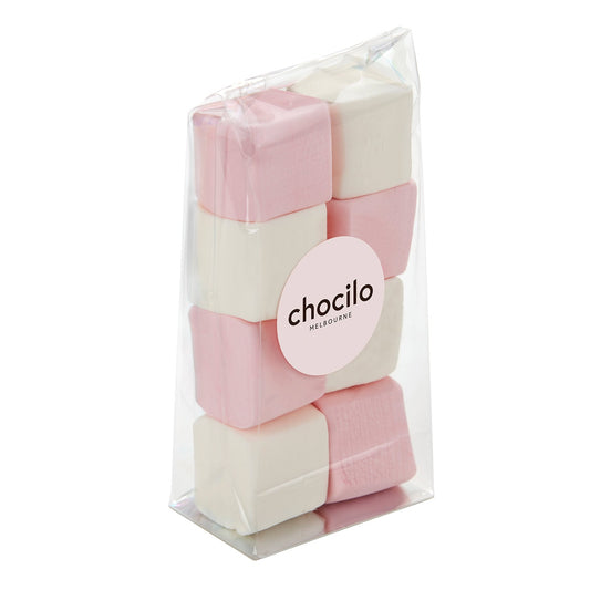 Grounded Pleasures Pink and White Soft Marshmallows in a Chocilo Gift Bag