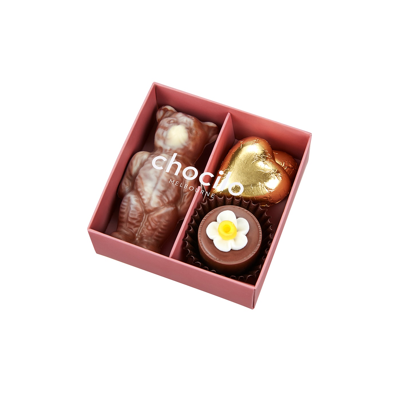 4 Pack Hearts, Flower Pot & Bear Chocolate Gift Box (GOLD) - 45g