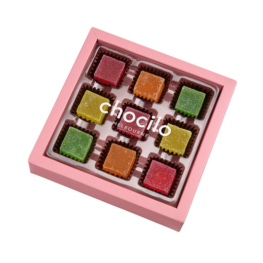 Chocilo Melbourne 90g 9 Pack Handmade Assorted Jellies in a pink Gift Box
