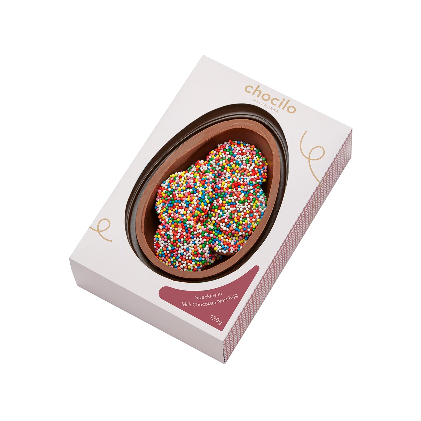 Chocilo Melbourne Milk Chocolate Half Easter Egg with Milk Chocolate Speckles 120g