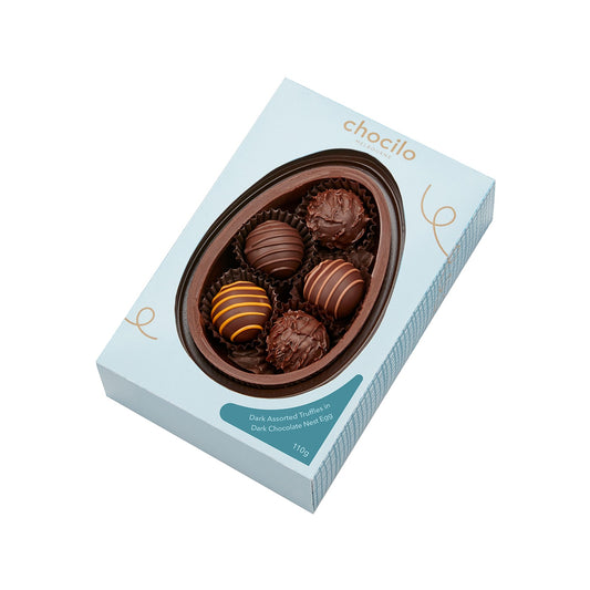 Chocilo Melbourne Dark Chocolate Half Egg with Dark Assorted Truffles 110g