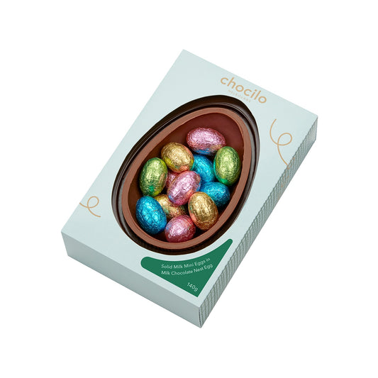 Chocilo Melbourne Milk Chocolate Half Egg with Milk Chocolate Mini Eggs 140g