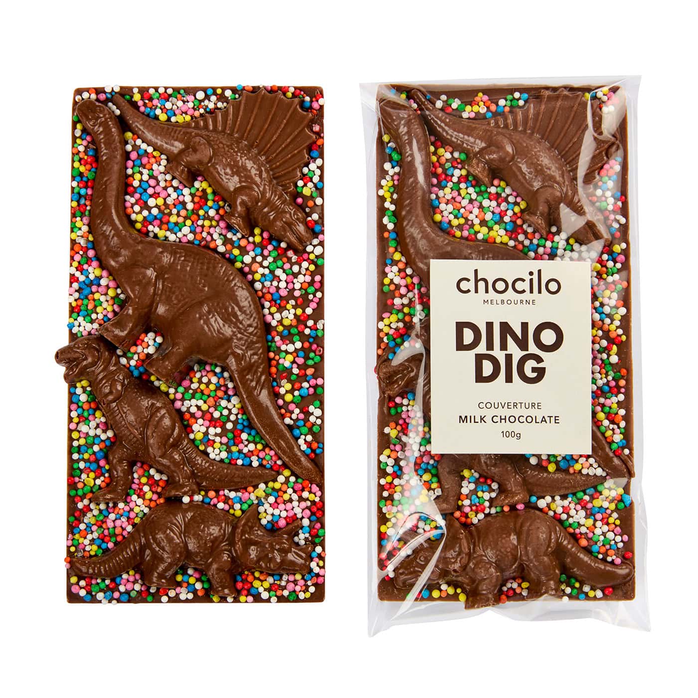 Chocilo Melbourne Milk Chocolate Dino Dig Block 100g