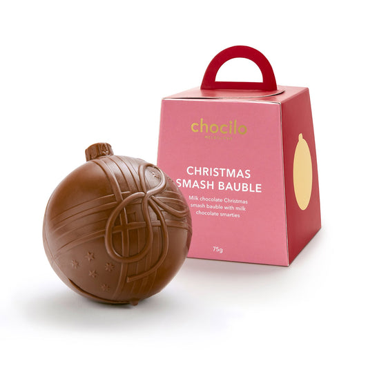 Chocilo Melbourne Christmas Chocolate Smash Bauble with Smarties. Pickup or Melbourne Metro delivery.