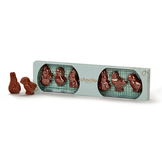7 Pack Praline Easter Animals in Milk Chocolate Gift Box - 70g
