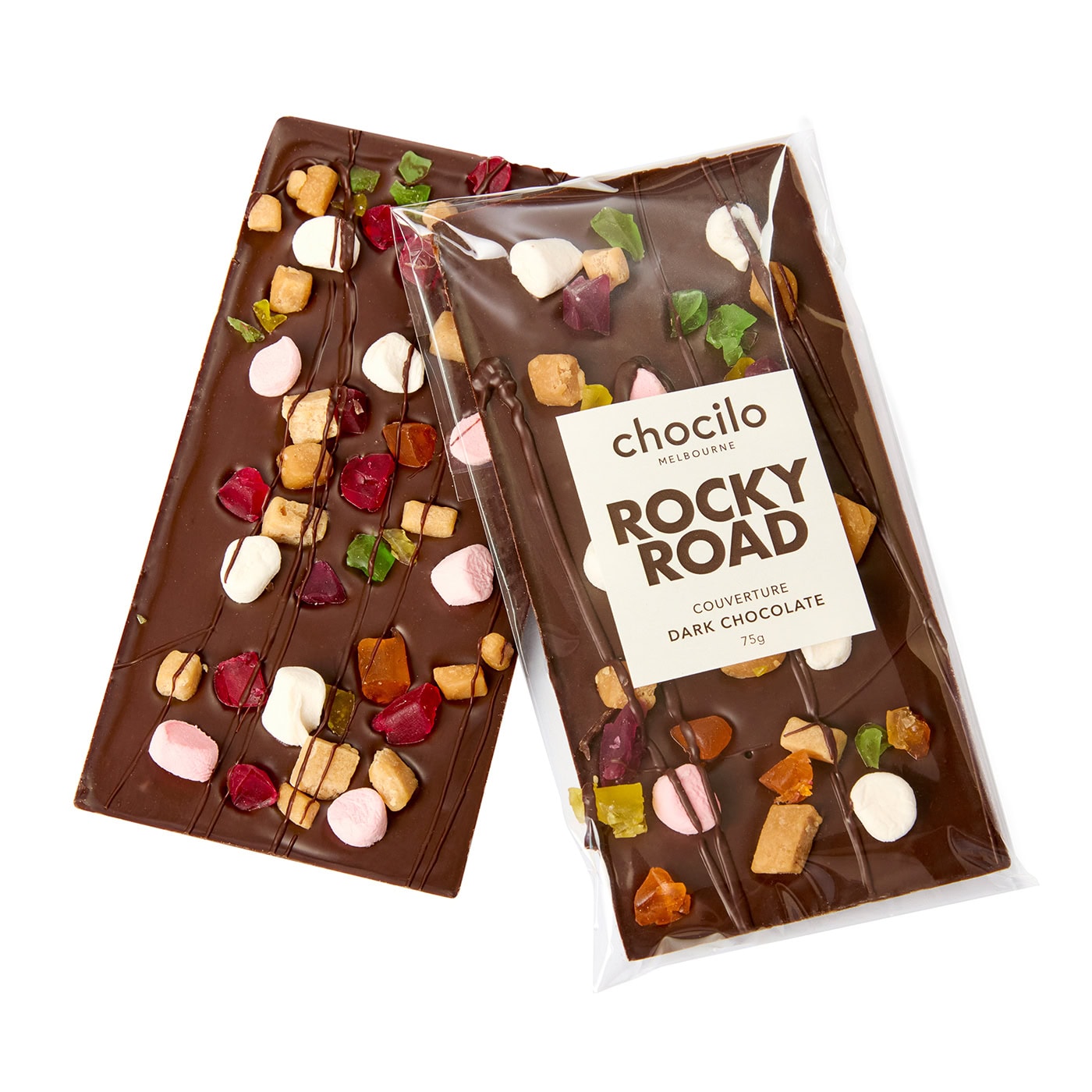 75g Rocky Road Dark Chocolate Block | Chocilo Melbourne