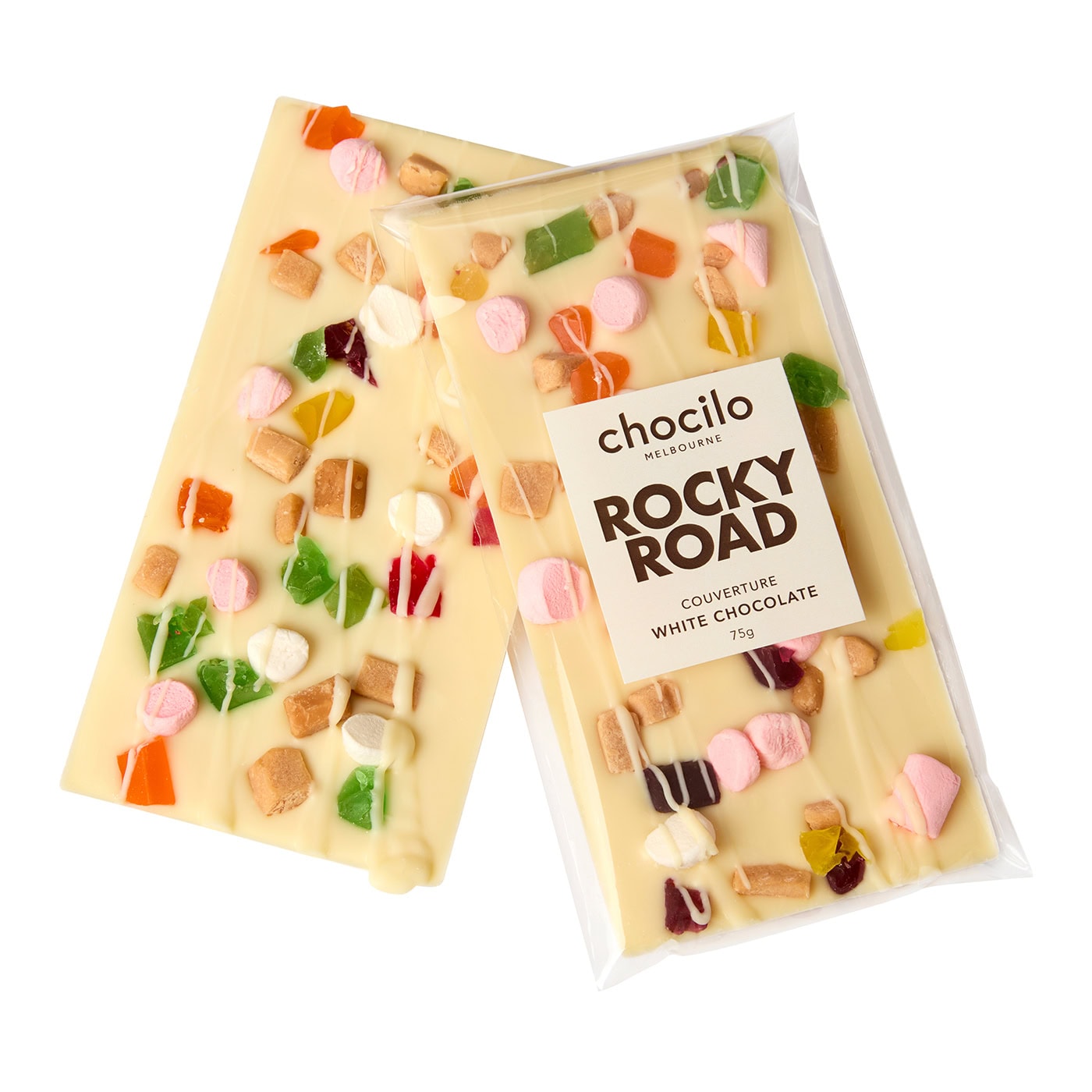 Chocilo Melbourne White Chocolate Rocky Road Block 75g