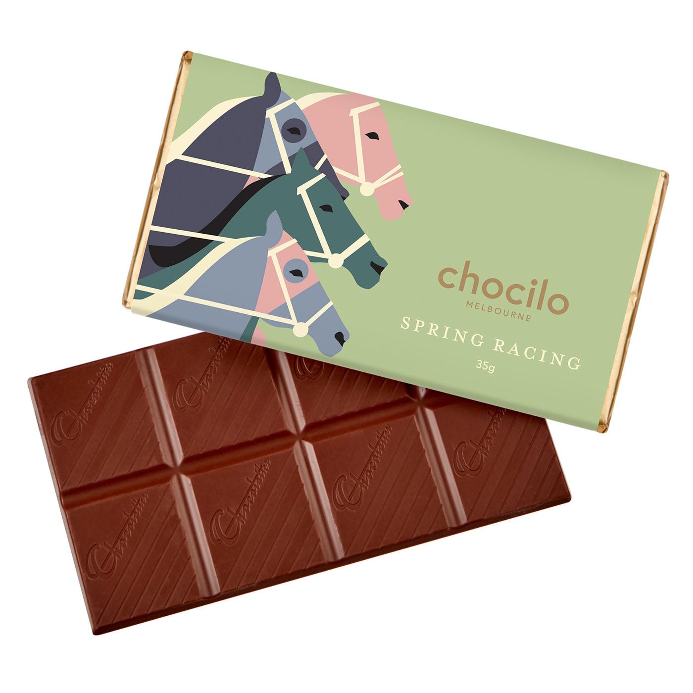 Chocilo Melbourne Spring Racing Premium Milk Chocolate Block 35g