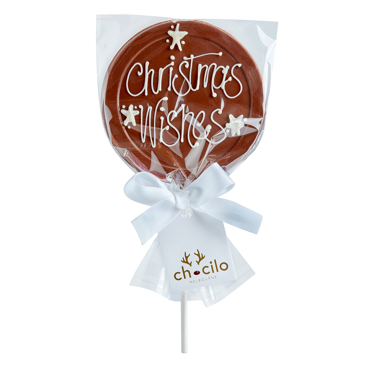 Chocilo Melbourne 45g Christmas Milk Chocolate Lollipop