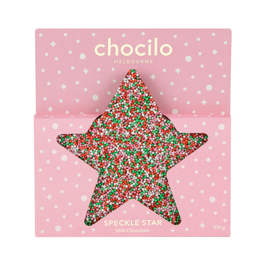 Chocilo Melbourne Speckle Star in premium milk chocolate.