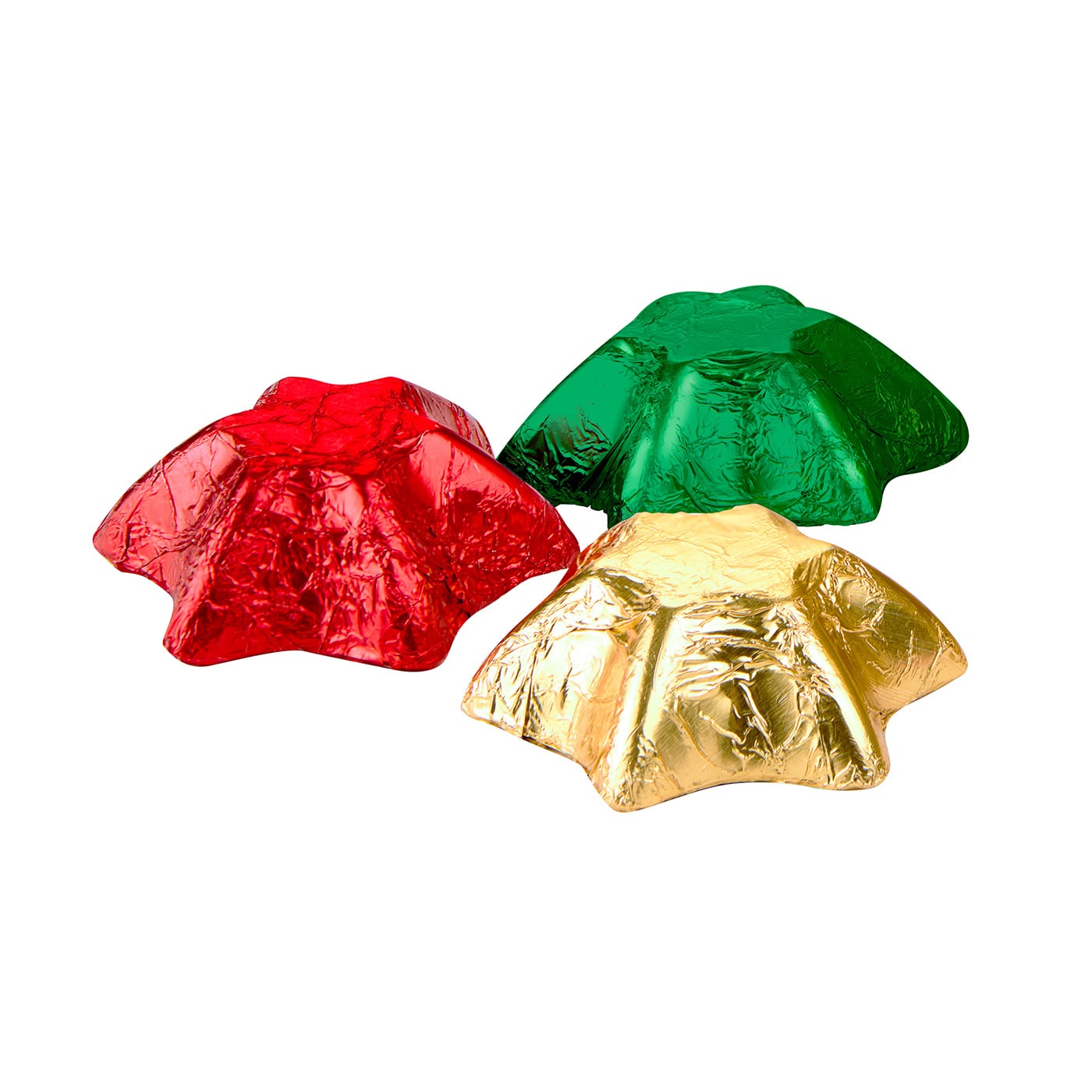 Christmas Premium Quality Solid Milk Chocolate Stars in Assorted Festive Foils.