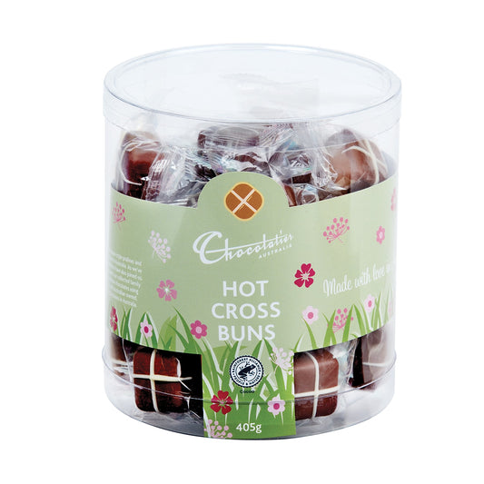 Easter Hot Cross Bun Milk Chocolates Tub by Chocolatier Australia