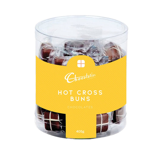 Easter Hot Cross Bun Milk Chocolates Tub by Chocolatier Australia