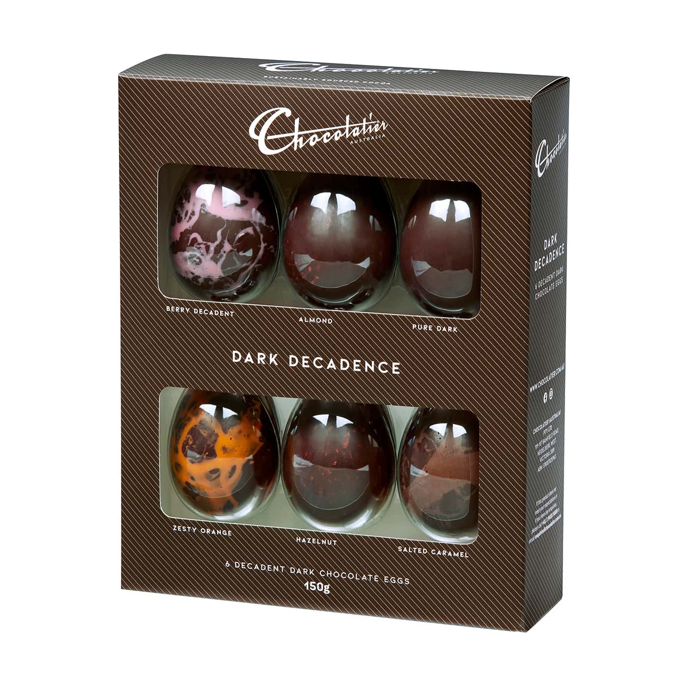 150g Chocolatier Australia Decadence Dark Chocolate Easter Egg Selection 6 Pack