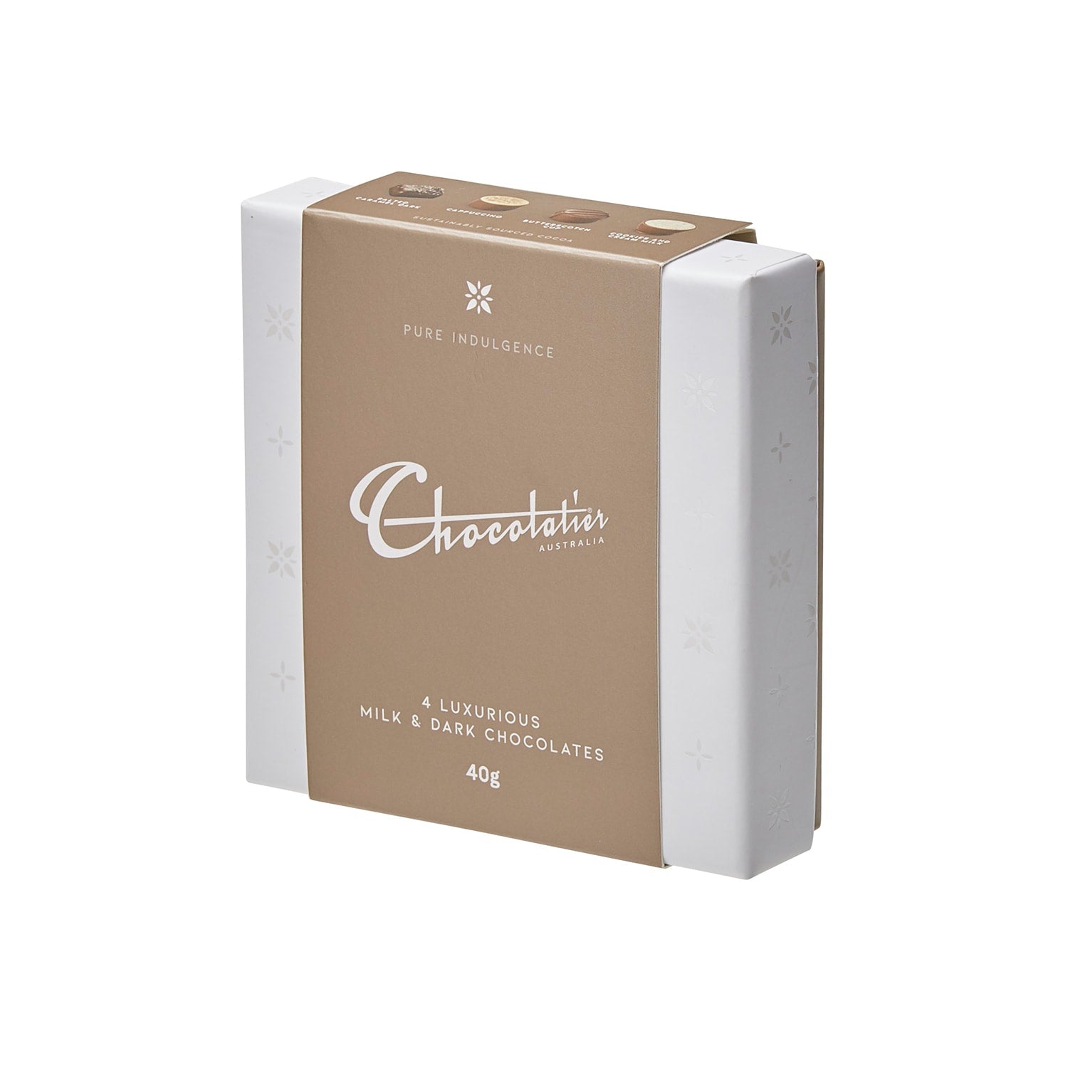 Chocolatier Australia 4 Luxurious Milk & Dark Chocolate Mini Treat Gift Box - 40g