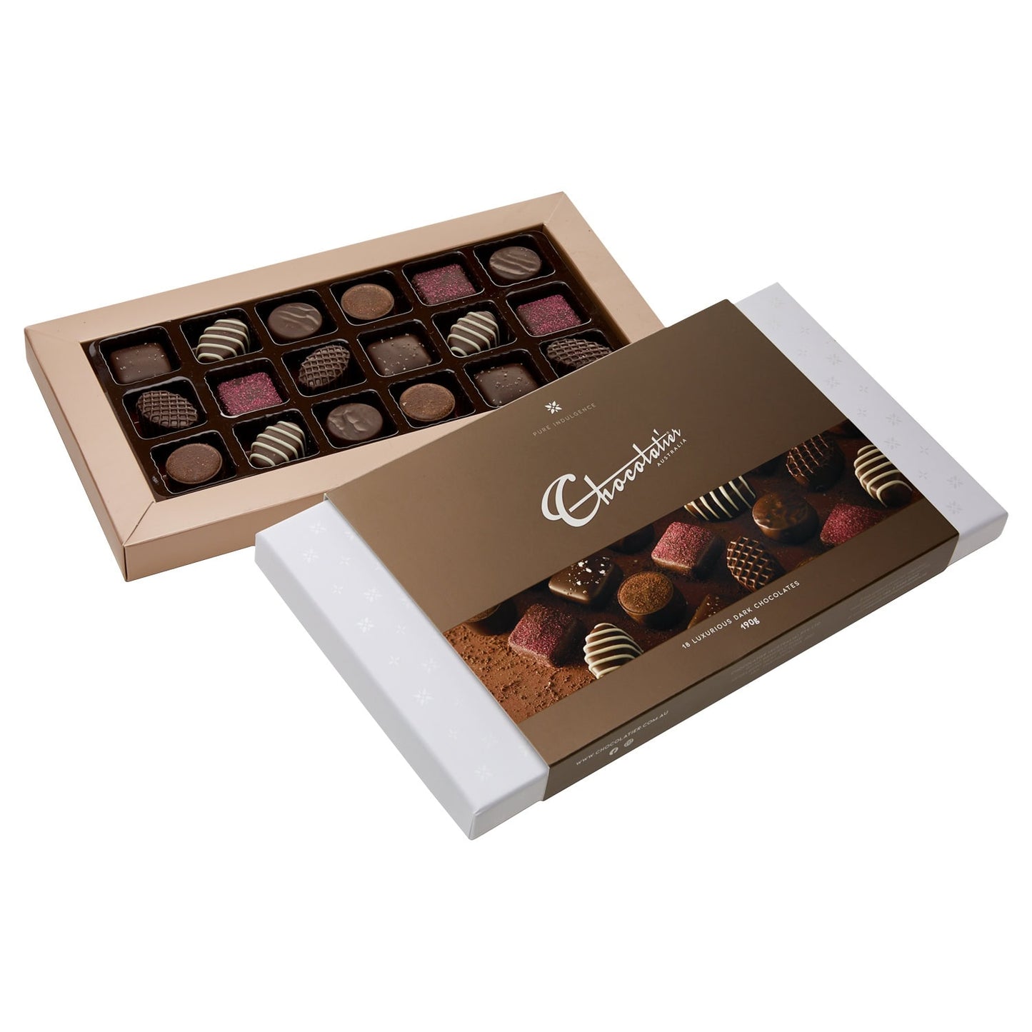 Chocolatier Australia Luxurious Assorted Dark Chocolate Gift Box - 190g