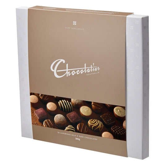 Chocolatier Australia Pure Indulgence Milk and Dark Chocolate Gift Box 380g