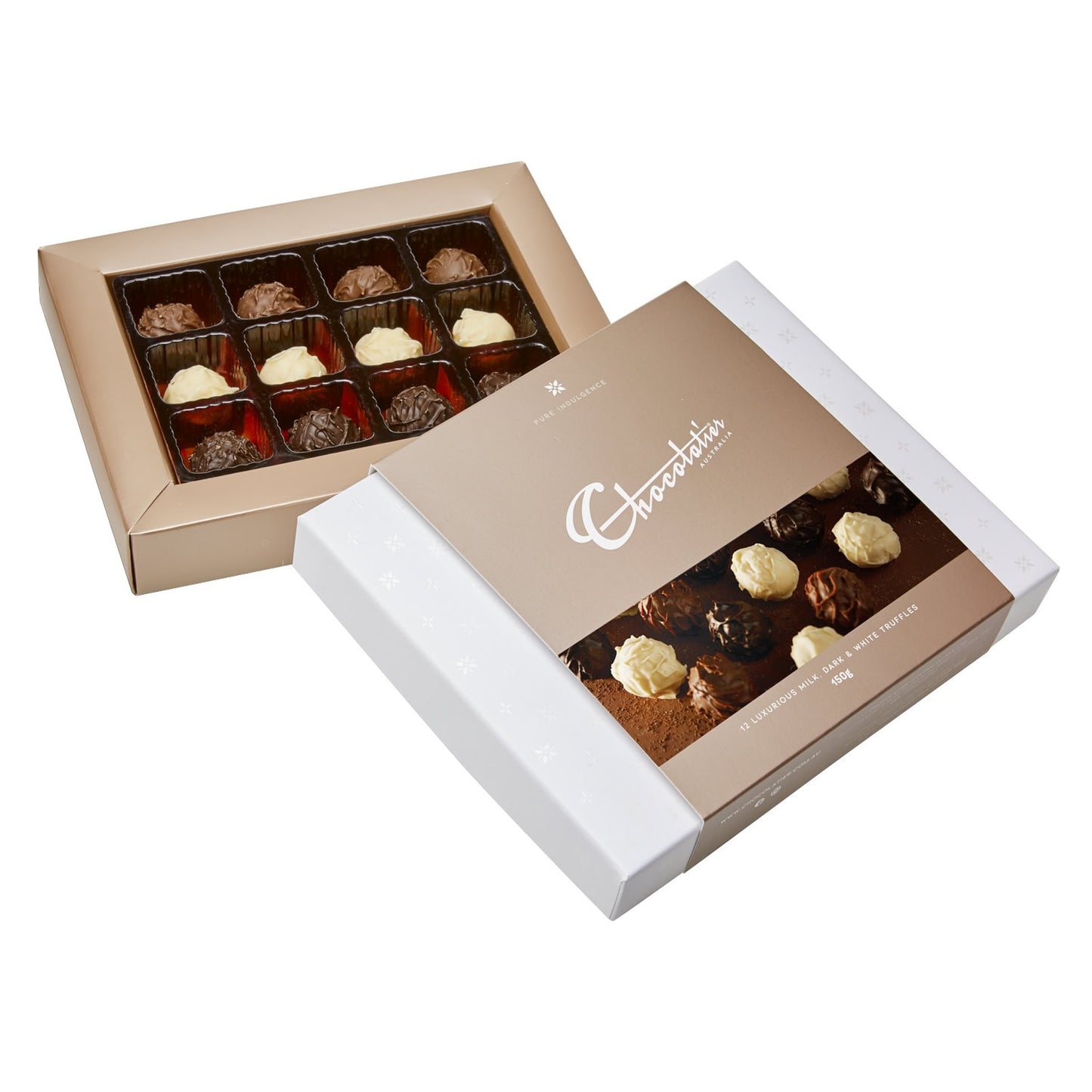 Chocolatier Australia Milk, Dark & White Chocolate Gourmet Truffle Gift Box - 150g