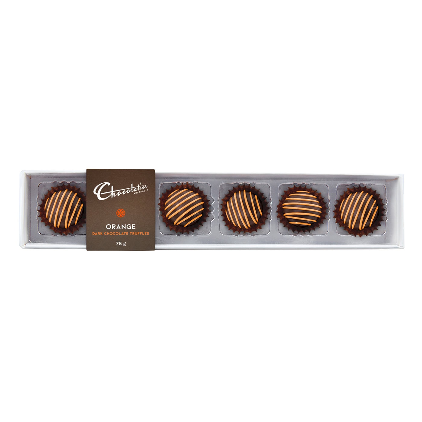 Chocolatier Australia 6 Pack Orange Dark Chocolate Truffles Gift Box - 75g