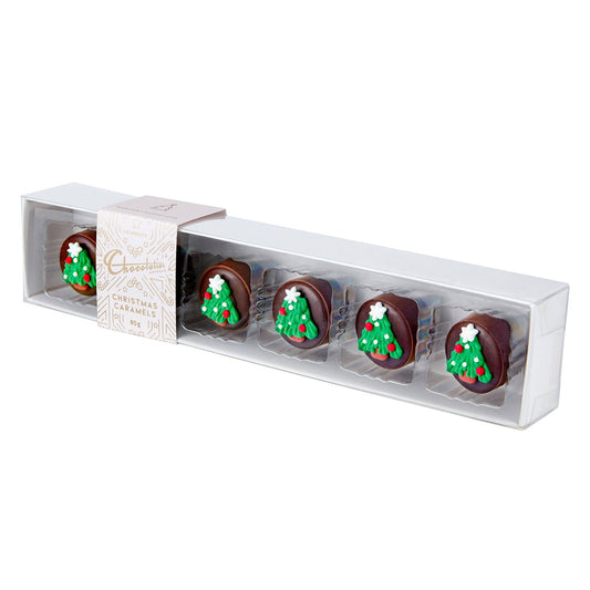 Chocolatier Australia Christmas Caramel Milk Chocolates 6 Pack Gift Box.