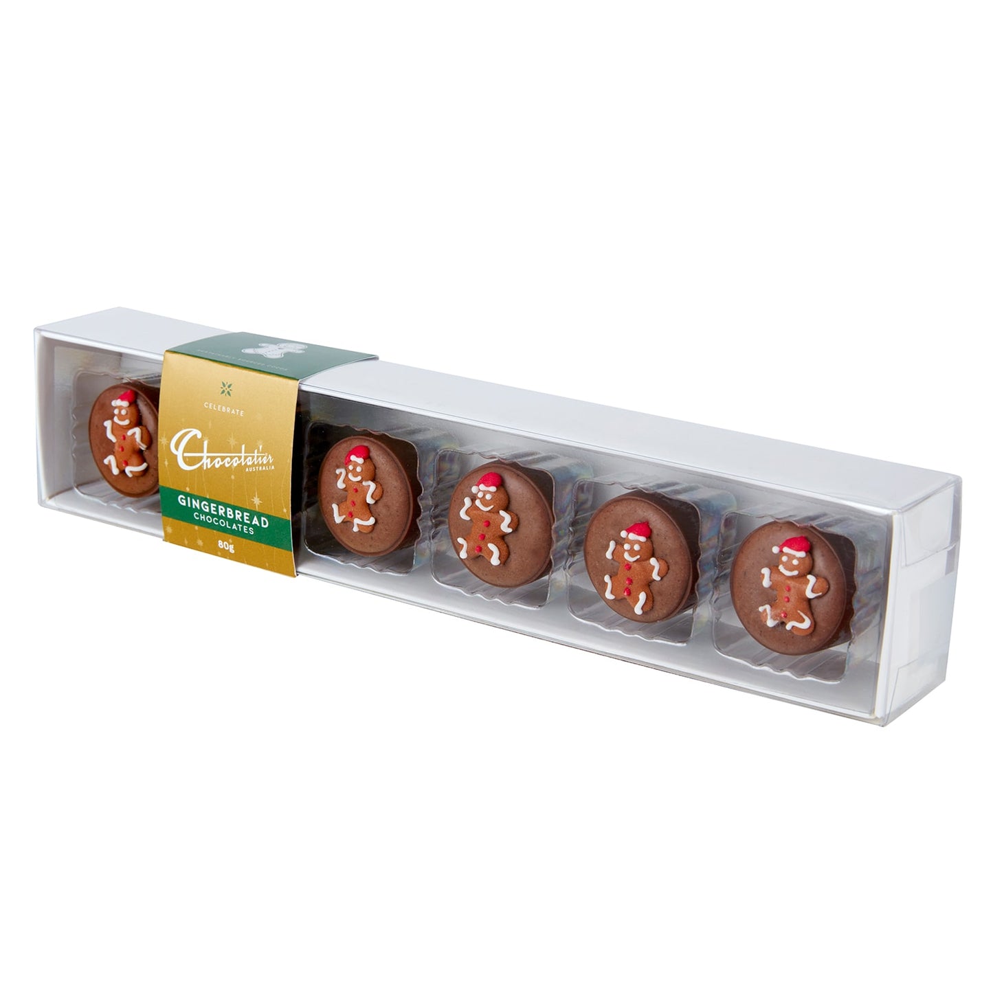 Chocolatier Australia 6 Pack Christmas Gingerbread Milk Chocolates Gift Box - 80g