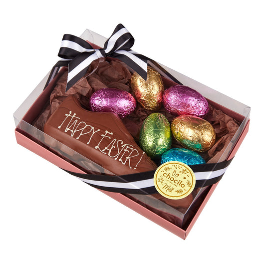 Chocilo Melbourne Football Boot & Easter Eggs in Milk Chocolate (AFL team colours) 180g