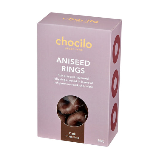 Dark Chocolate Coated Aniseed Rings Gift Box 250g