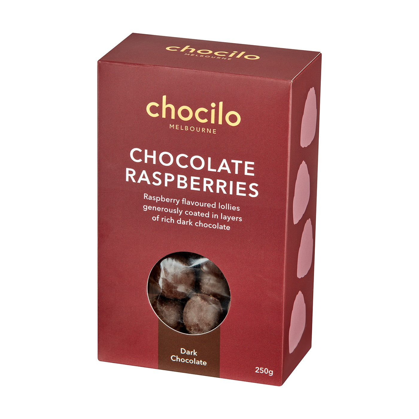 Dark Chocolate Coated Raspberries Gift Box 250g