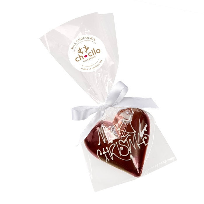 Chocilo 30g Merry Christmas Milk Chocolate Praline Heart in gift bag
